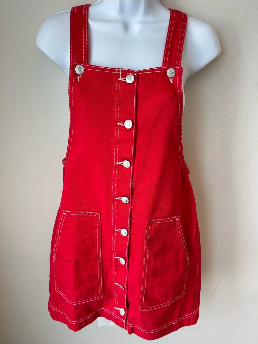 Y2K Red Blue Spice Overall Bib Skirt • Utility Workwear • Retro • Eclectic Aunt